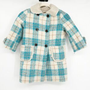 Anais & I‎ Girls Plaid Sherpa Lined Double Breasted Wool Blend Coat Size 3T
